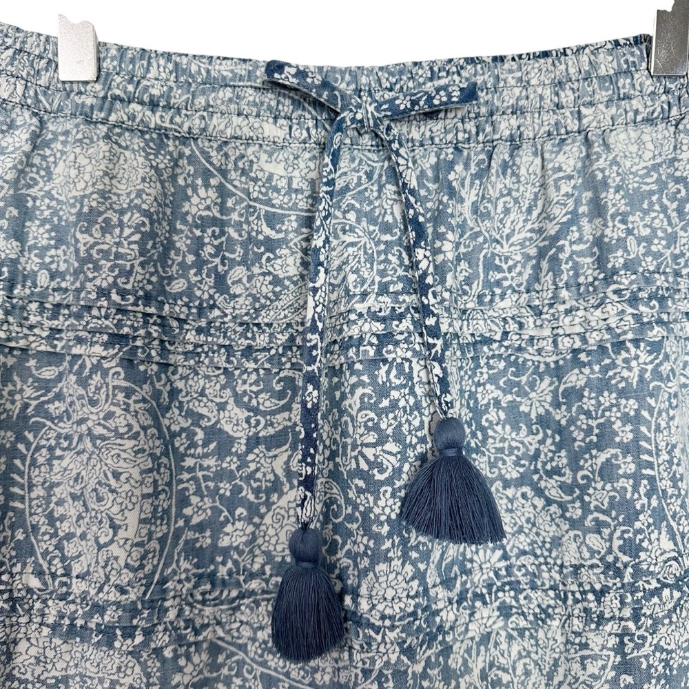 J. Jill Denim Paisley Floral Tiered Midi Skirt Size XSP - Picture 3 of 10